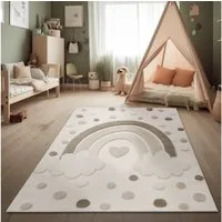 KADIMA DESIGN Kinderteppich Regenbogen Kinderzimmer schmutzabweisend Teppich Kinder, Läufer, Höhe: 21 mm, Florhöhe: 17 mm, 100% Polyester, Läufer, 80x150cm, Sand