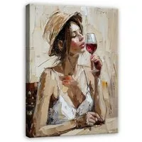 Wallarena Leinwandbild Frau Boho - Beige - Modern - Hochformat - Schlafzimmer, Frau, 30x40x2cm