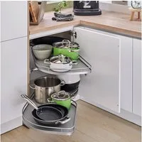 Kesseböhmer Auszugsboden Eckschrank-Schwenkauszug LeMans II silbergrau, für Türbreite 45 cm, links ausschwenkend