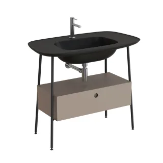 VitrA Plural Set 100 cm Waschtischunterbau mit 1 Vollauszug und Möbelwaschtisch Schwarz Matt,80459 80459