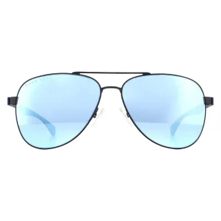 Hugo Boss Aviator Mens Matte Blue Blue Mirror Lunettes de soleil