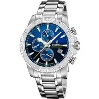 Festina Quarzuhr Festina Herrenuhr Timeless Chronograph, (Chronograph), Herren Armbanduhr rund, Edelstahlarmband silber, Elegant