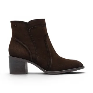 Tamaris Damen-Mocca Braune Wildlederlederstiefel mit Absatz – 25313-47