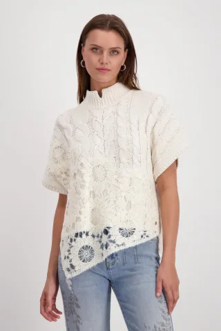 monari - Pullover mit Spitze sandshell - Gr. - 38