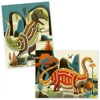 DJECO Kreativset Mosaik Metallische Dinosaurier kreatives Gestalten 8 Bögen