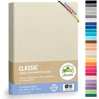 leevitex® Spannbettlaken 180x200 - 200x220 cm, 40 cm Steghöhe, Stoffdicke 150 g/m², Jersey, Gummizug: rundum, (1 Stück), OEKO-TEX® Standard 100 Zertifikatsnummer 10.HTR.85321 zertifiziert