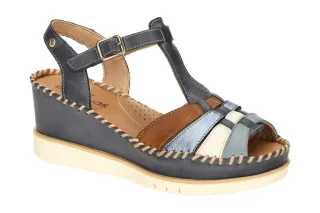 Pikolinos Damen Sandale AGUADULCE W3Z-1836C1 Pacific Blau Keilabsatz 4cm