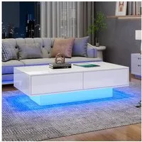 STILVORA Couchtisch mit Schubladen,Wohnzimmertisch Sofatisch mit LED-Beleuchtung,Hochglanz (Wohnzimmertisch, Beistelltisch mit Hochglanz Platte, 1-St., 2 Schubladen), 30kg Tragkraft, 115*55*34 cm
