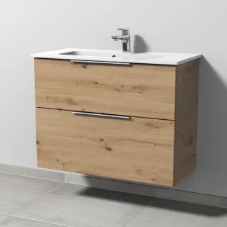 Sanipa 3way Waschtischunterbau zu Duravit ME by Starck Waschtisch mit 2 Auszügen, Eiche Natural-Touc UM72385