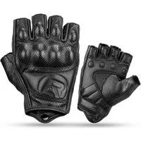 ROCKBROS Motorradhandschuhe in Schwarz aus Leder mit Knöchelprotektor