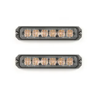 LED Frontblitzerset | Axixtech | MS6 CLASS 2 | ECE R65 | 6 LEDs | wetterfest | Hood oder Surface Montage | Polizei Feuerwehr blau (ECE-R65) Klemmhalter Montage