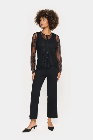 Langarmshirt in Regular Fit Schwarz black