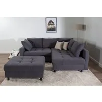 COLLECTION AB Ecksofa Toni L-Form, B: 215 cm, Set: Sofa & Hocker, 2 Zierkissen, Federkern