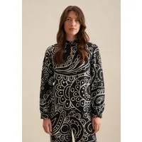 seidensticker Klassische Bluse Schwarze Rose 1/1 Rundhals Paisley