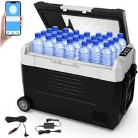 oyajia Kühlbox Kompressor Kühlbox mit APP-Steuerung, bis -20°C, 12/24V, MAX/ECO Modus, 55 l, 100-240V, Camping Kühlschrank, Gefrierbox Auto, LED-Touch-Bedienung
