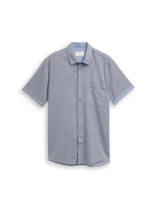 Tom Tailor - Regular Fit Kurzarmhemd aus Baumwolle blau - Gr. - M
