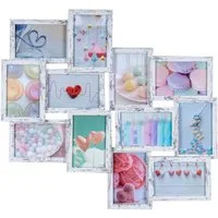 Levandeo® Bilderrahmen Collage, Bilderrahmen 58x55cm Collage 12 Fotos 10x15 Shabby Chic MDF Holz