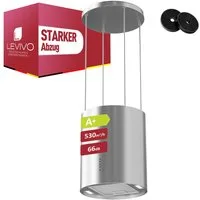 Levivo Inselhaube A+ 530 m³/h Dunstabzugshaube Umluft Freihängend A+ 530 m³/h Dunstabzugshaube Umluft Freihängend, Aktivkohlefiltern, Fettfiltern, LED-Beleuchtung