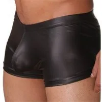Lau-Fashion Boxershorts Slip Lack Leder Wetlook Schwarz Männer Fetisch Gogo M/L/XL