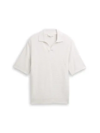Tom Tailor - Strickpullover mit Polokragen soft vanilla melange - Gr. - L