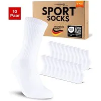 sockenkauf24 Sportsocken 10 Paar Tennissocken Damen & Herren Atmungsaktive Crew Socken (10-Paar) verstärkte Ferse & Fußspitze, gepolsterte Sohle, klimaregulierend
