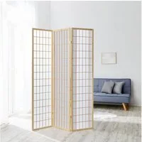 Homestyle4u Paravent Raumteiler Trennwand Shoji Spanische Wand Sichtschutz Holz Indoor (3-teilig), Braun, faltbar