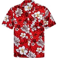 Hawaiihemdshop.de Hawaiihemd Hawaii Hemd Herren Baumwolle Kurzarm Hawaiihemd mit Blüten
