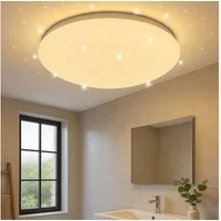 Briloner Leuchten LED Deckenleuchte, LED-Leuchtmittel fest verbaut, Kaltweiß, Warmweiß, Neutralweiß, Tageslichtweiß, Farbwechsel, Deckenleuchte Badezimmerlampe LED weiß CCT dimmbar Sterneneffekt