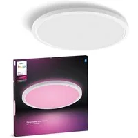 Philips Hue LED Panel White & Color Ambiance Devote Panelleuchte rund, 43 cm, Abschaltautomatik, Bluetooth, CCT - über Fernbedienung, Dimmfunktion, Farbsteuerung, Farbwechsel, Leuchtdauer einstellbar, Memoryfunktion, Nachtlichtfunktion, RGB, Smart Ho