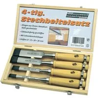 Brüder Mannesmann Werkzeuge Stechbeitel Stechbeitelsatz, in Holzkassette, 4-teilig M66104