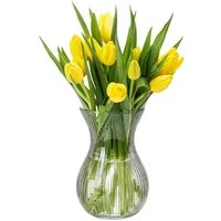 KONZEPT Tischvase Glasvase geriffelt 18 cm hoch, Ø11 cm – stilvolle Tischvase aus Glas (Set, 1 St), für Blumen, Tulpen & Deko im Wohnzimmer oder Büro