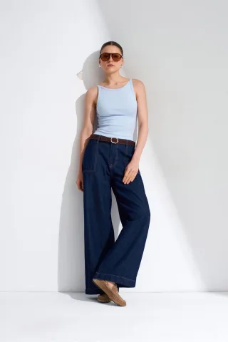 Rippoptik Halterneck Ärmellose Bluse
