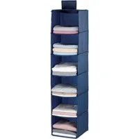 WENKO Hängeregal Wäschesortierer Kleiderschrank Hängeorganizer Organizer, Polyester Blau 6 Fächer