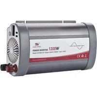 Sunstone Power Spannungswandler 1200W Reiner Sinus Wechselrichter (2400W Surge) DC 12V auf AC 230V, 2 Steckdosen, 2 USB-Anschlüsse, 1 LCD-Display