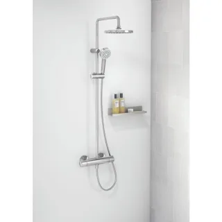 Hansa Hansabasic Duschsystem 55350110 mit Thermostat, kürzbar, Regenbrause, 1-strahlig, chrom
