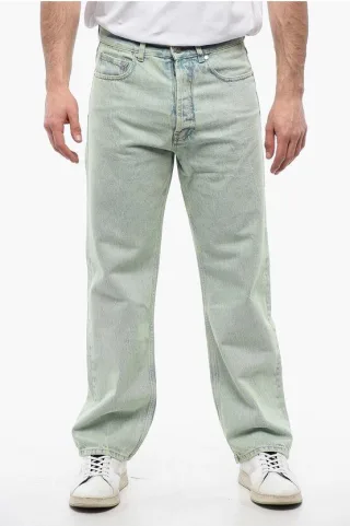 Straight Fit OVERDYE LOGO Jeans mit Gürtelschlaufen 24cm in Hellblau