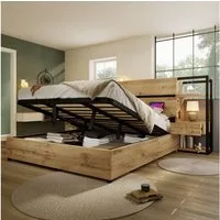 MODFU Holzbett mit Schubladen und Stauraum (Doppelbett, 1-tlg., 180×200cm, mit Matratze (H20cm), mit USB&Type-C Ladeanschluss