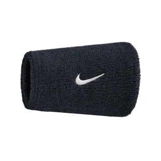 Nike - "Classic" Schweißband, Doppelbreit, Swoosh (Schwarz/Weiß)