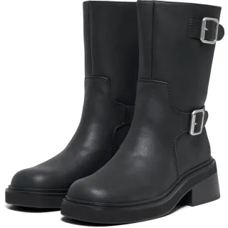 ONLY BUTTER-2 Polyurethan Damen Schwarze Absatz Stiefeletten bis zur Wadenmitte