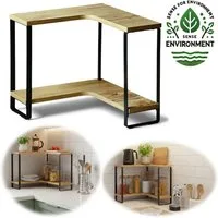 LS-LebenStil Eckregal Küchenregal Eckregal Holz 30x30cm stehend 2 Ebenen Aufbewahrungsregal, Küche & Bad - Gewürzregal über Eck - Organizer für Tassen Gewürze 1-tlg., Dekoregal als für Arbeitsplatte - Modern & Platzsparend