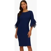 Adrianna Papell Abendkleid Knit Crepe Tiered Sleeve Dress Zeitlos, 3/4 Ärmel, schöne Silhouette