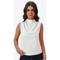 Imily Bela Blusentop Damen Business Ärmellose Satin Bluse (Packung, 1-tlg., 1per-Pack) mit Knöpfen