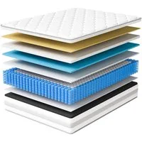 Taschenfederkernmatratze Kaltschaum COZHOM Ultra 25cm 7-Zonen ergonomische Matratze H3/H4, COZHOM, 25 cm hoch, (Mittlerer Härtegrad, Einzelpackung), Allergikerfreundlich, 100 Nächte Probeschlafen, Beidseitig nutzbar