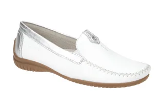 Gabor 86.090.50 Damen Slipper Wei? Silber bequeme Soft-Mokassin Halbschuhe