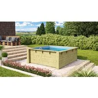 Karibu Rechteckpool Minipool L220 x B 220 x H 78 cm (Set, 3-tlg), kesseldruckimprägniert, Made in Germany