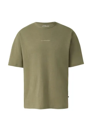 s.Oliver Red Label - T-Shirt im Modern Fit mit Front- und Rückenprint grün - Gr. - L
