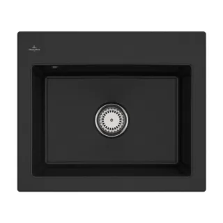Villeroy & Boch Subway 60 S Einbauspüle 330901J0 mit Ablaufgarnitur und Handbetätigung, 600 x 510 mm, Chromit