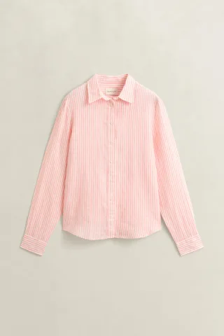 GANT - Regular Fit Leinen Bluse mit Streifen lilly pink - Gr. - 38