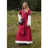 Battle Merchant Ritter-Kostüm Hochmittelalterkleid Alvina mit Trompetenärmeln Rot/Natur Größe XL
