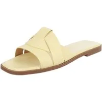 Ital-Design Stylische Slide-Sandalen mit Kreuzband für Damen Pantolette (91117205) Blockabsatz Pantoletten in Gelb